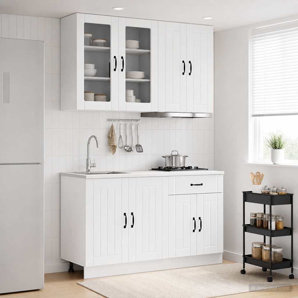 Unité de cuisine LUCCA 4 pc Blanc brillant Bois d'ingénierie