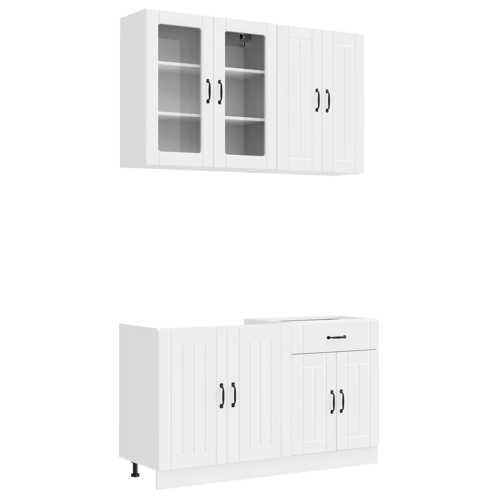 Unité de cuisine LUCCA 4 pc Blanc brillant Bois d'ingénierie