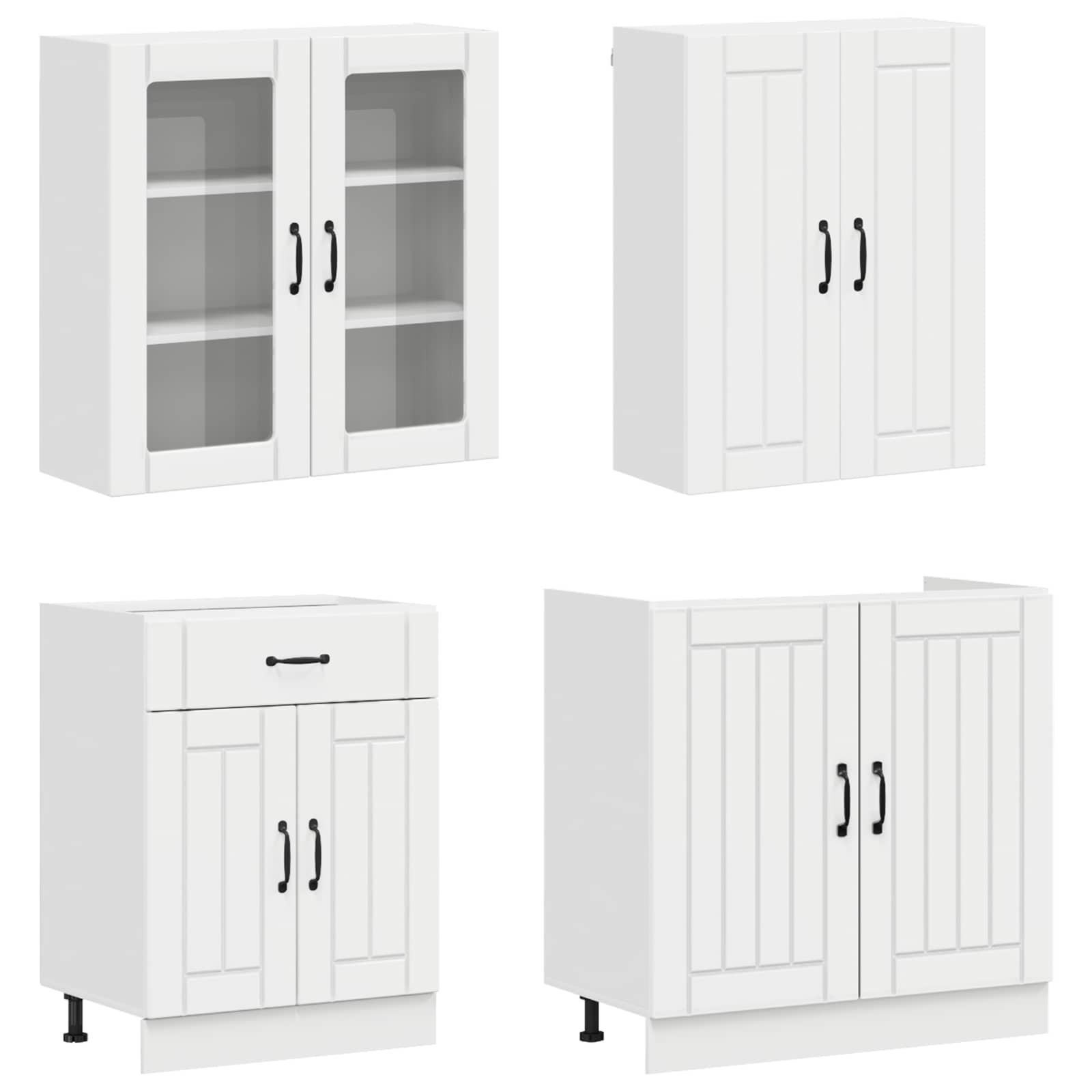Unité de cuisine LUCCA 4 pc Blanc brillant Bois d'ingénierie