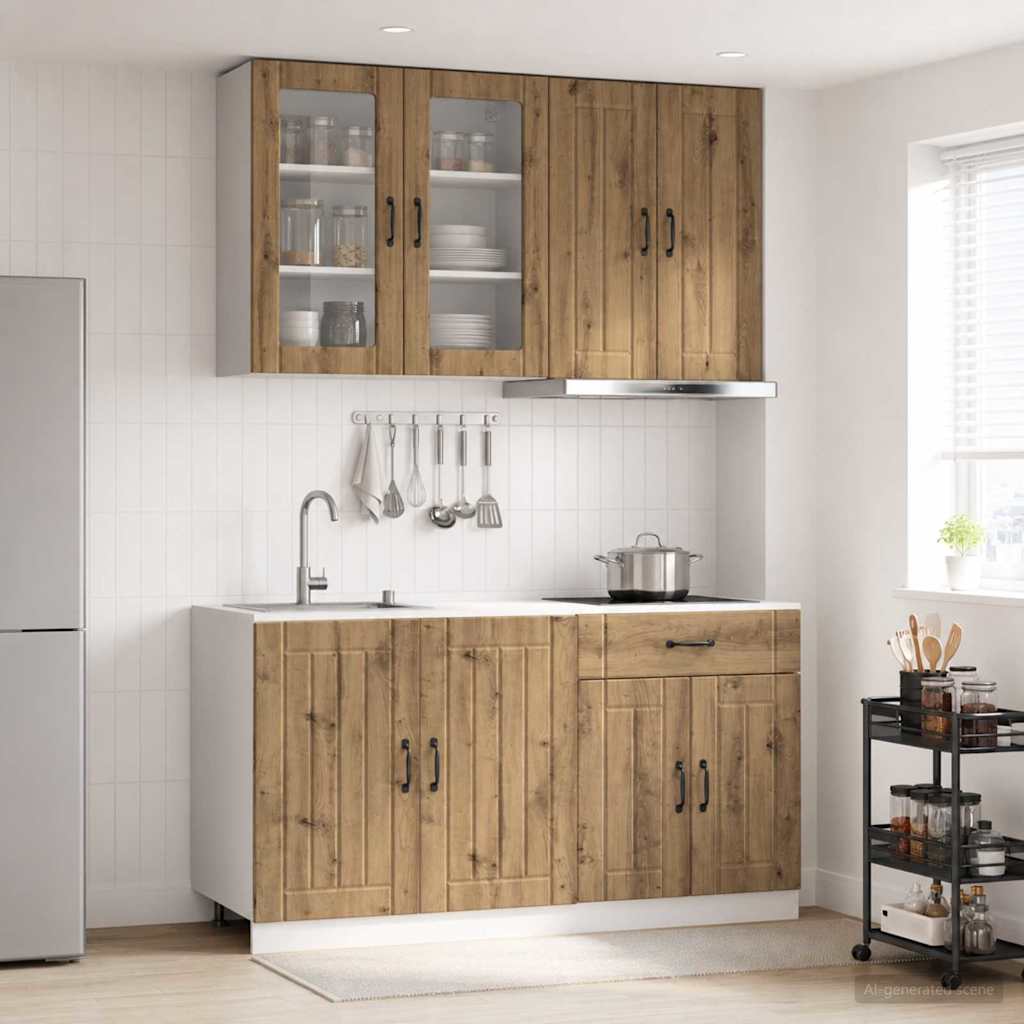 Unité de cuisine LUCCA 4 pc Chêne artisanal Bois d'ingénierie