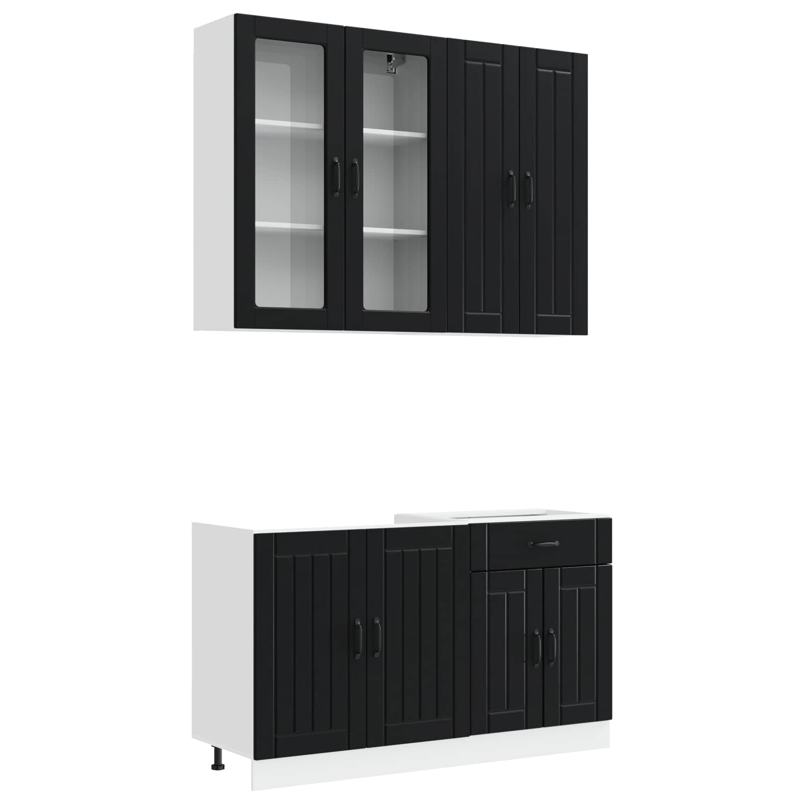 Unité de cuisine LUCCA 4 pc Noir Bois d'ingénierie - XIOS