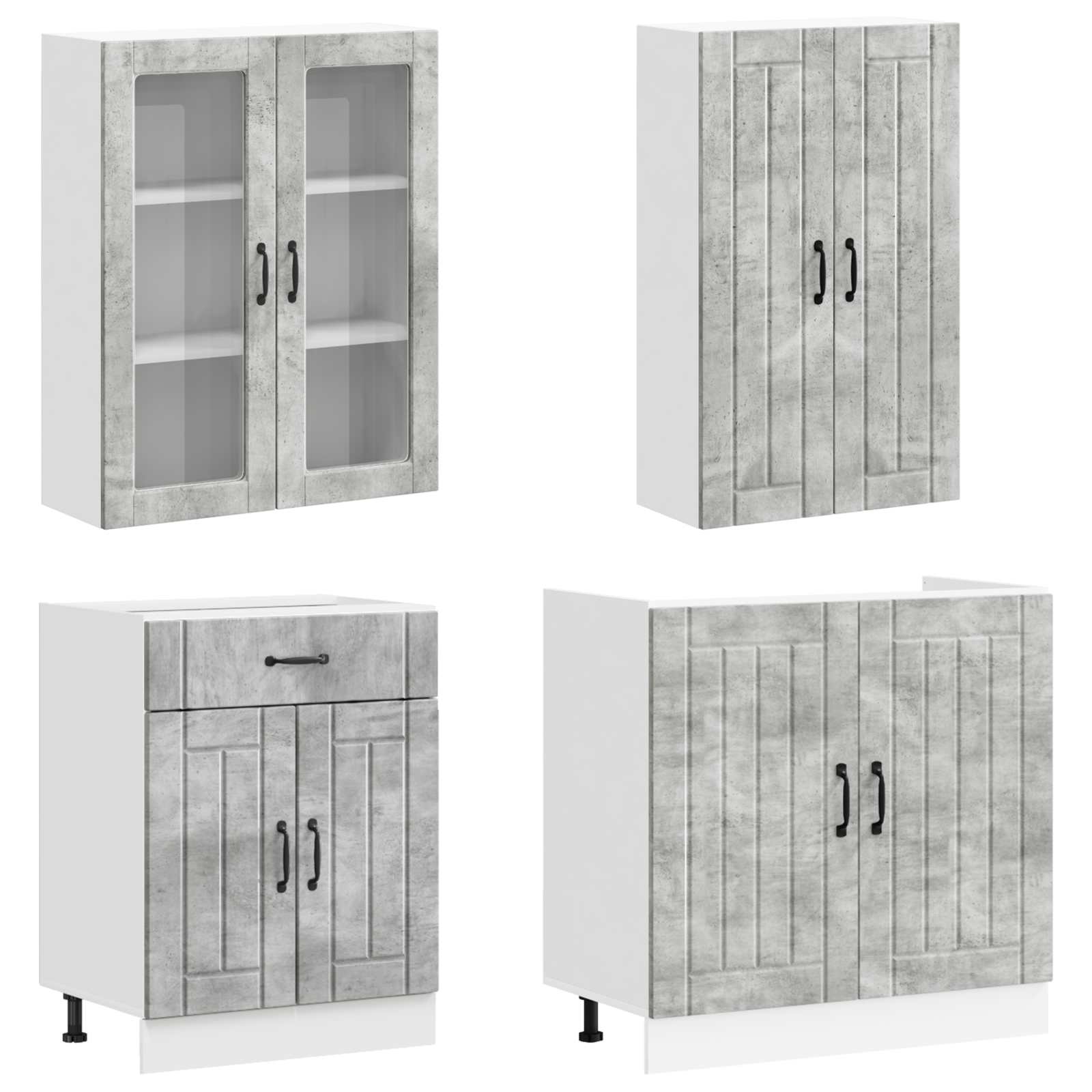 Unité de cuisine LUCCA 4 pc Gris béton Bois d'ingénierie