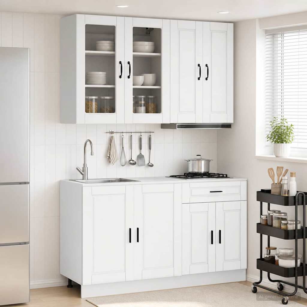 Unité de cuisine PORTO 4 pc Blanc Bois d'ingénierie - XIOS
