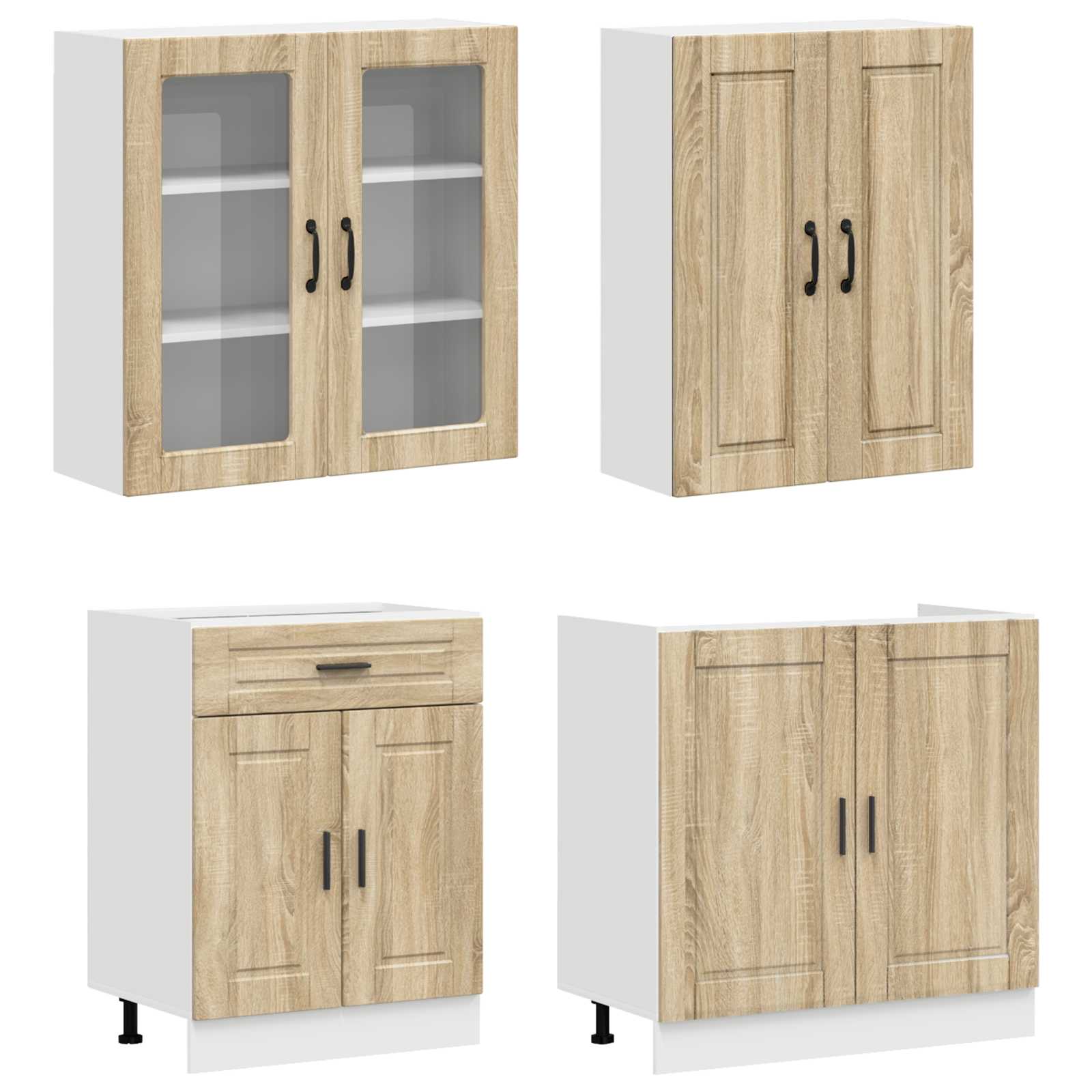 Unité de cuisine PORTO 4 pc Chêne Sonoma Bois d'ingénierie