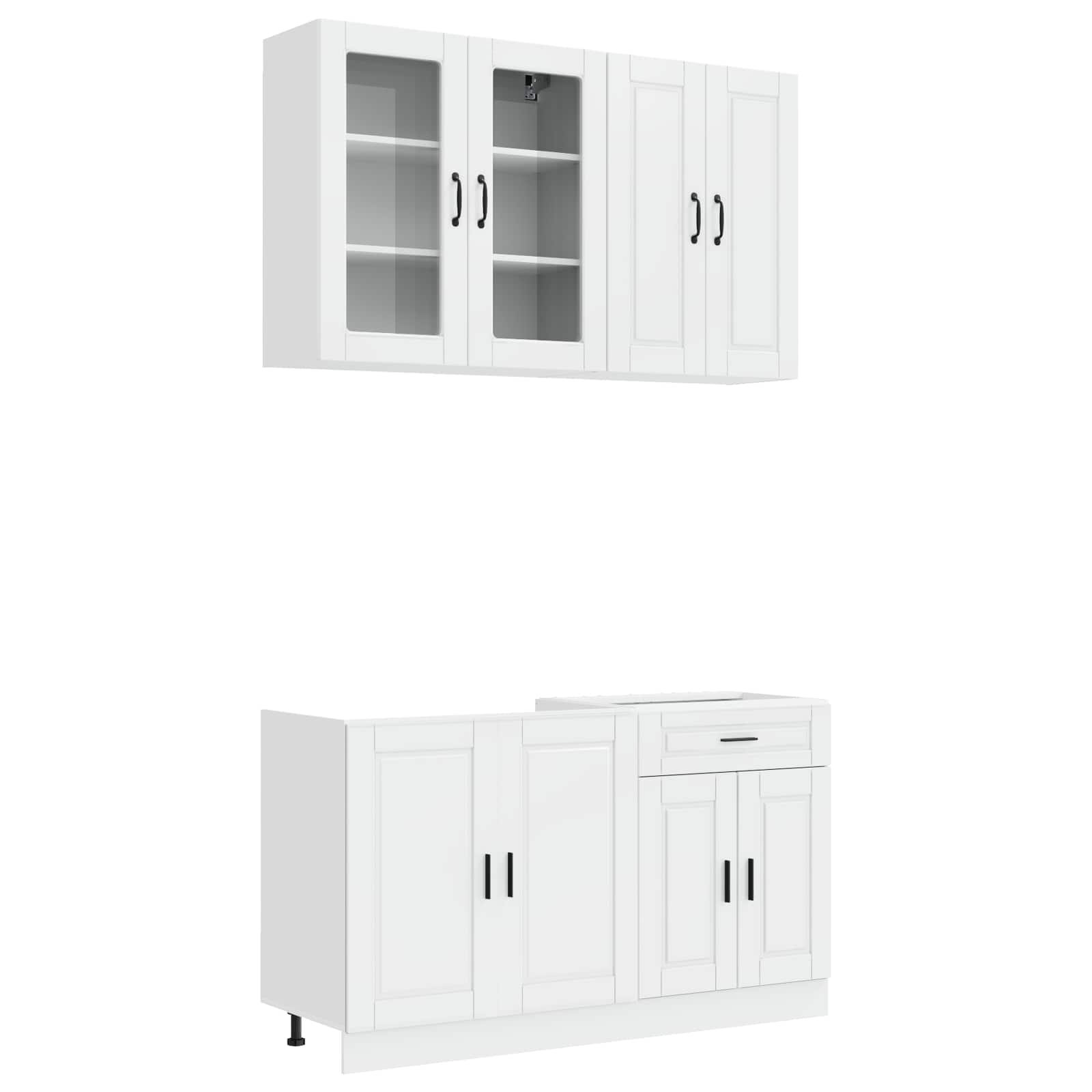 Unité de cuisine PORTO 4 pc Blanc brillant Bois d'ingénierie