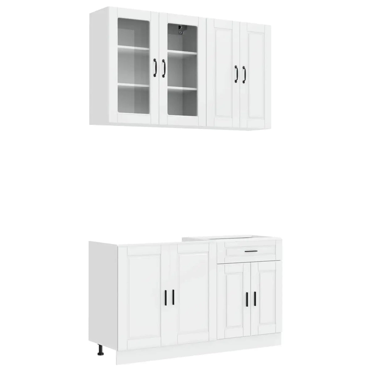 Unité de cuisine PORTO 4 pc Blanc brillant Bois d’ingénierie - XIOS