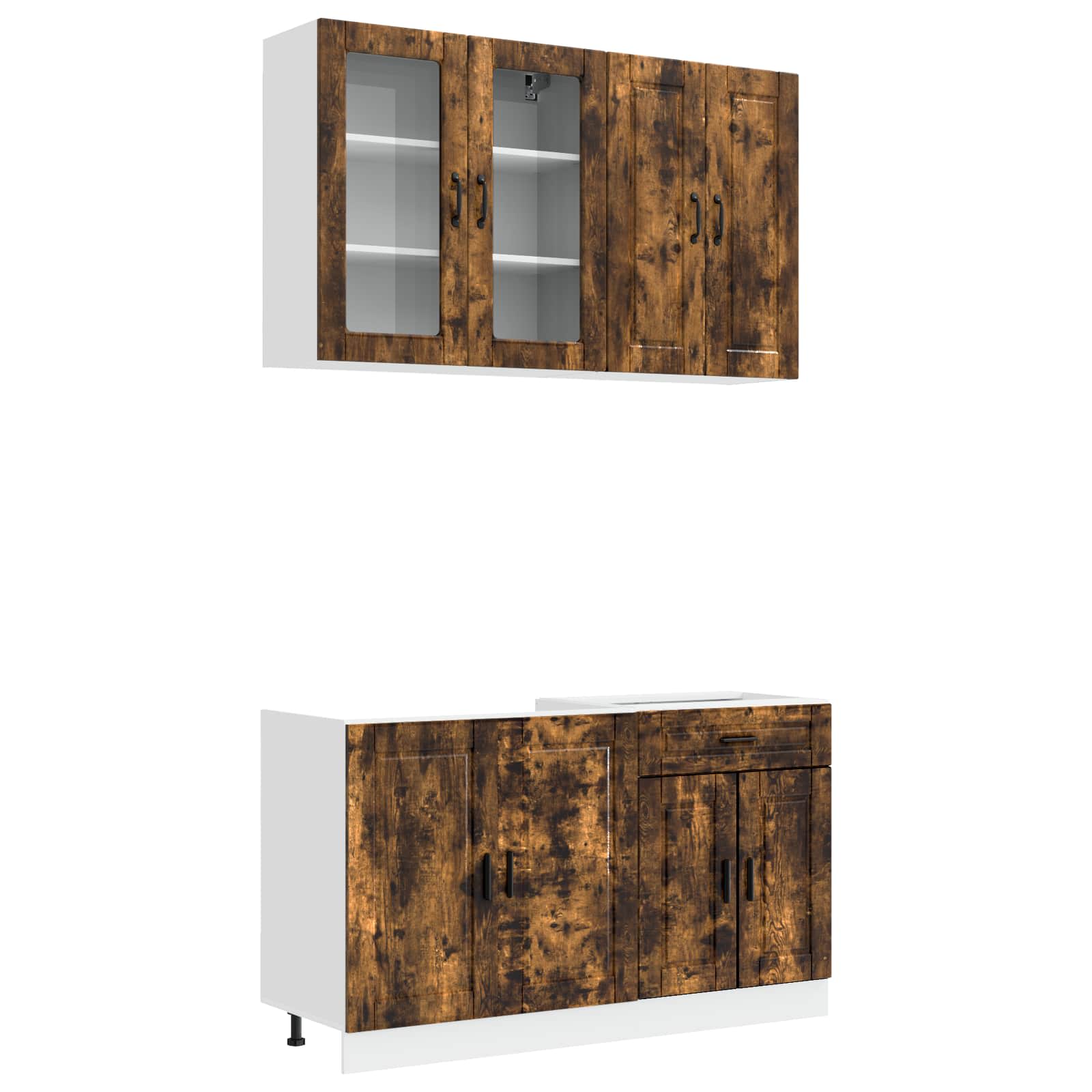 Unité de cuisine PORTO 4 pc Chêne fumé Bois d'ingénierie