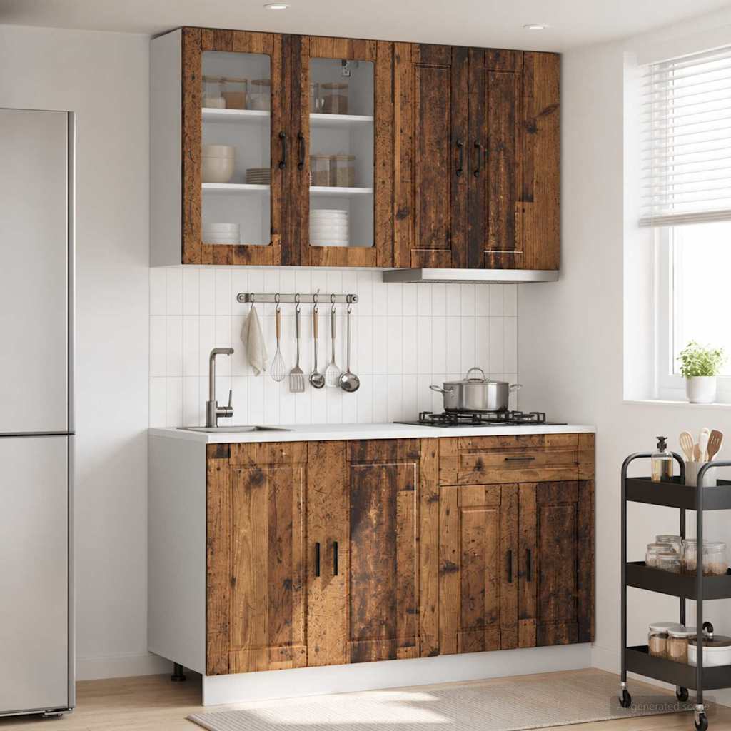 Unité de cuisine PORTO 4 pc Bois ancien Bois d'ingénierie