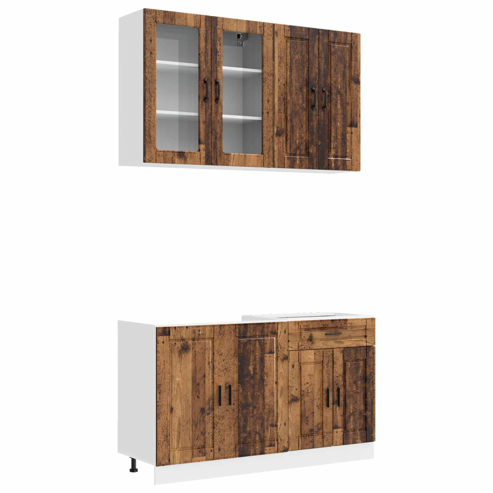 Unité de cuisine PORTO 4 pc Bois ancien Bois d'ingénierie