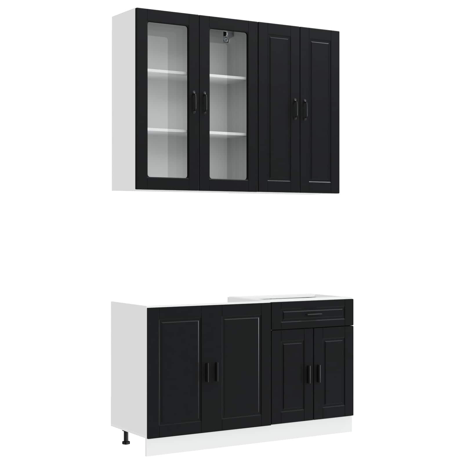 Unité de cuisine PORTO 4 pc Noir Bois d'ingénierie