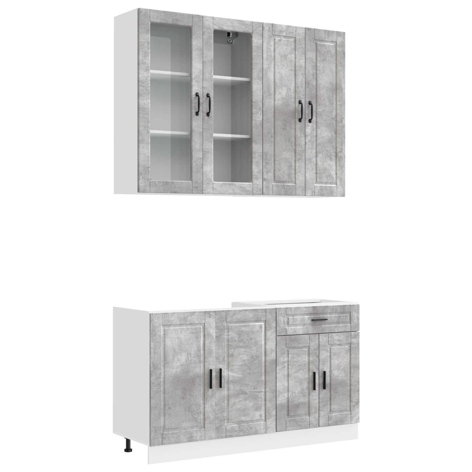 Unité de cuisine PORTO 4 pc Gris béton Bois d'ingénierie