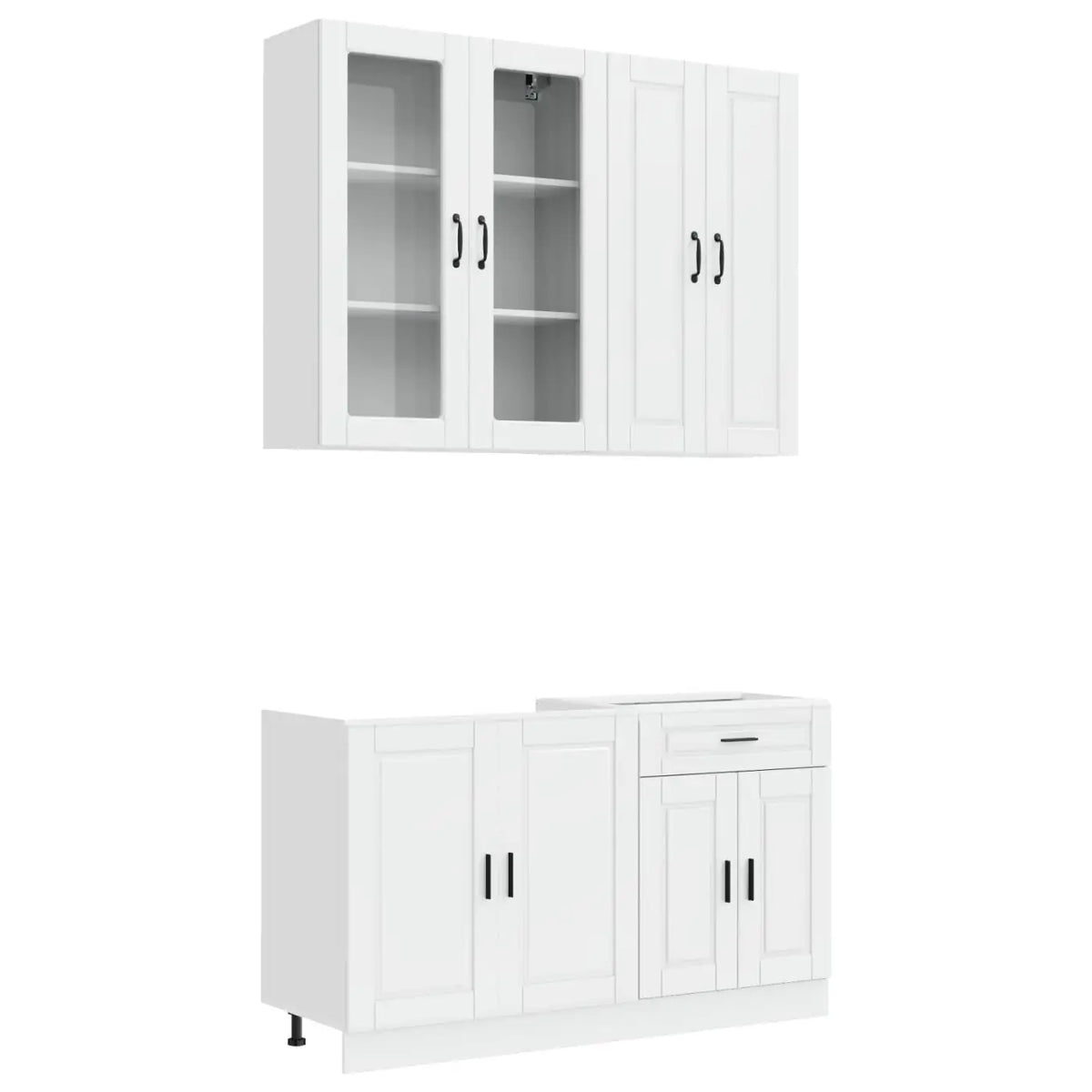 Unité de cuisine PORTO 4 pc Blanc brillant Bois d’ingénierie - XIOS