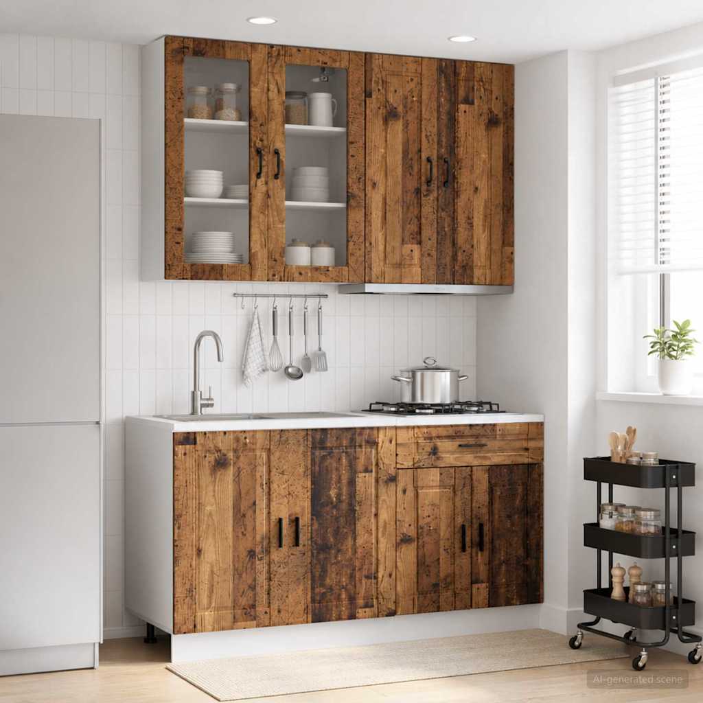 Unité de cuisine PORTO 4 pc Bois ancien Bois d'ingénierie