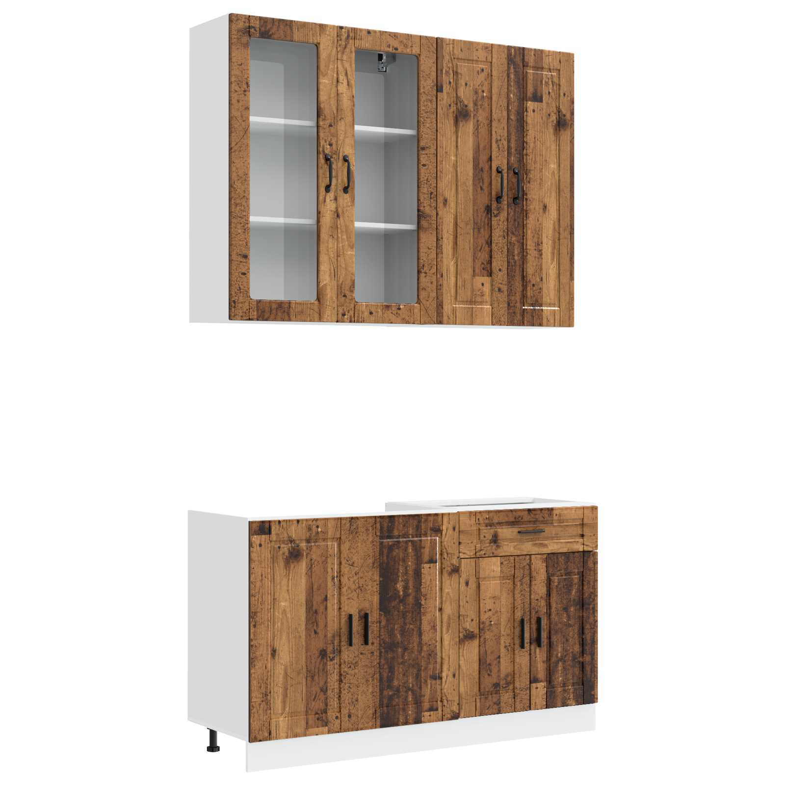 Unité de cuisine PORTO 4 pc Bois ancien Bois d'ingénierie