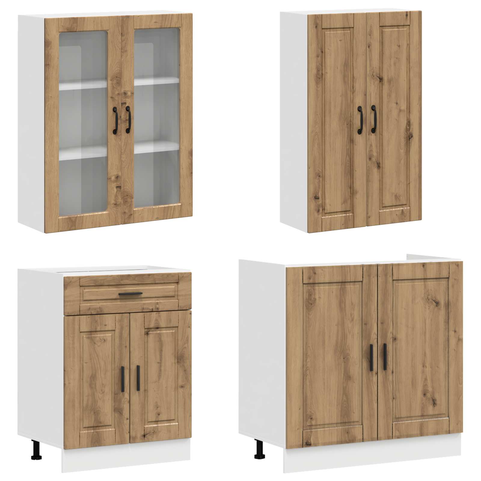 Unité de cuisine PORTO 4 pc Chêne artisanal Bois d'ingénierie