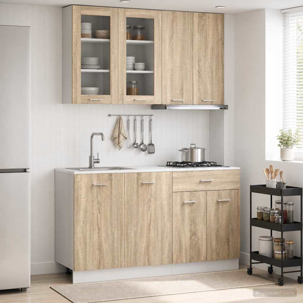 Unité de cuisine LYON 4 pc Chêne Sonoma Bois d'ingénierie