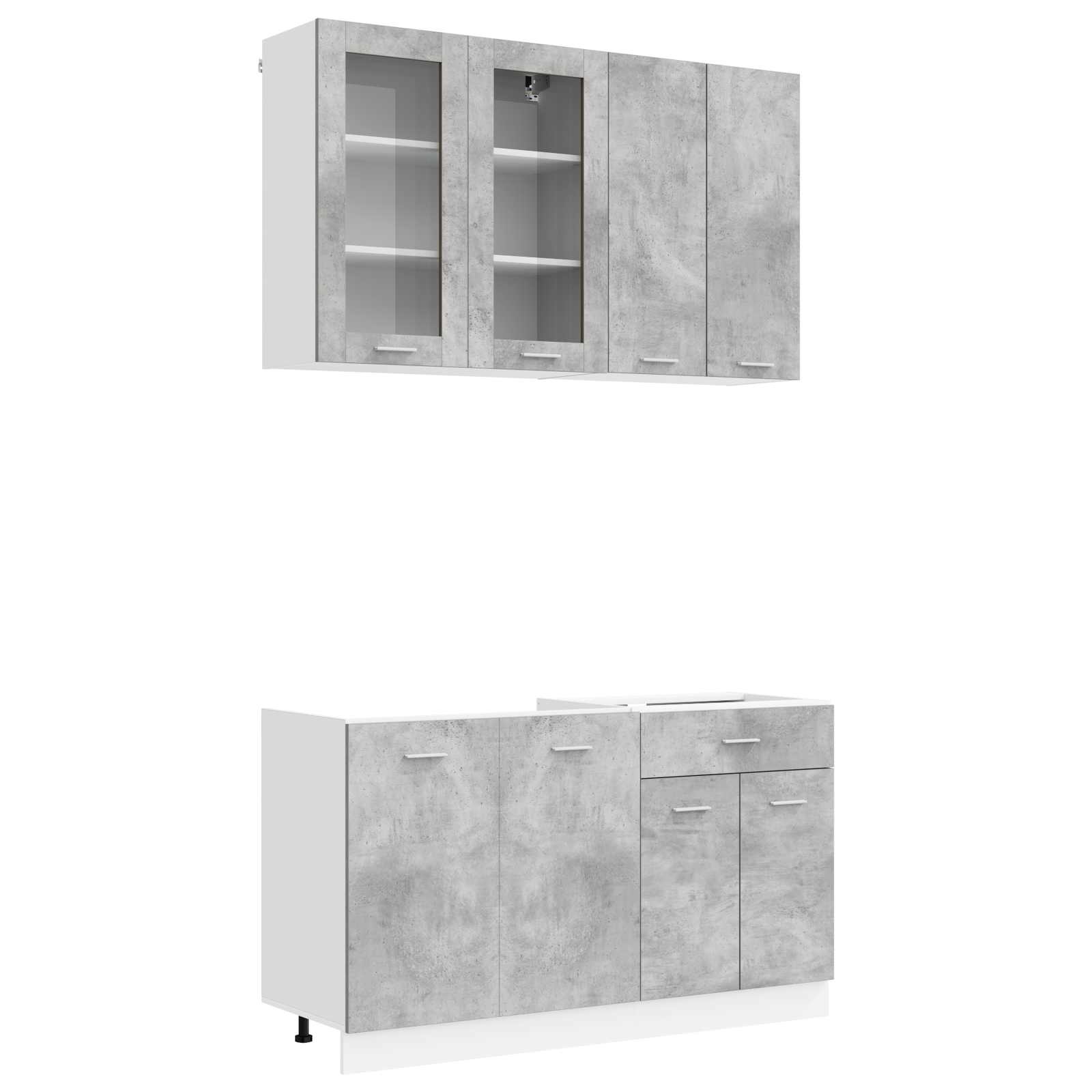 Unité de cuisine LYON 4 pc Gris béton Bois d'ingénierie - XIOS
