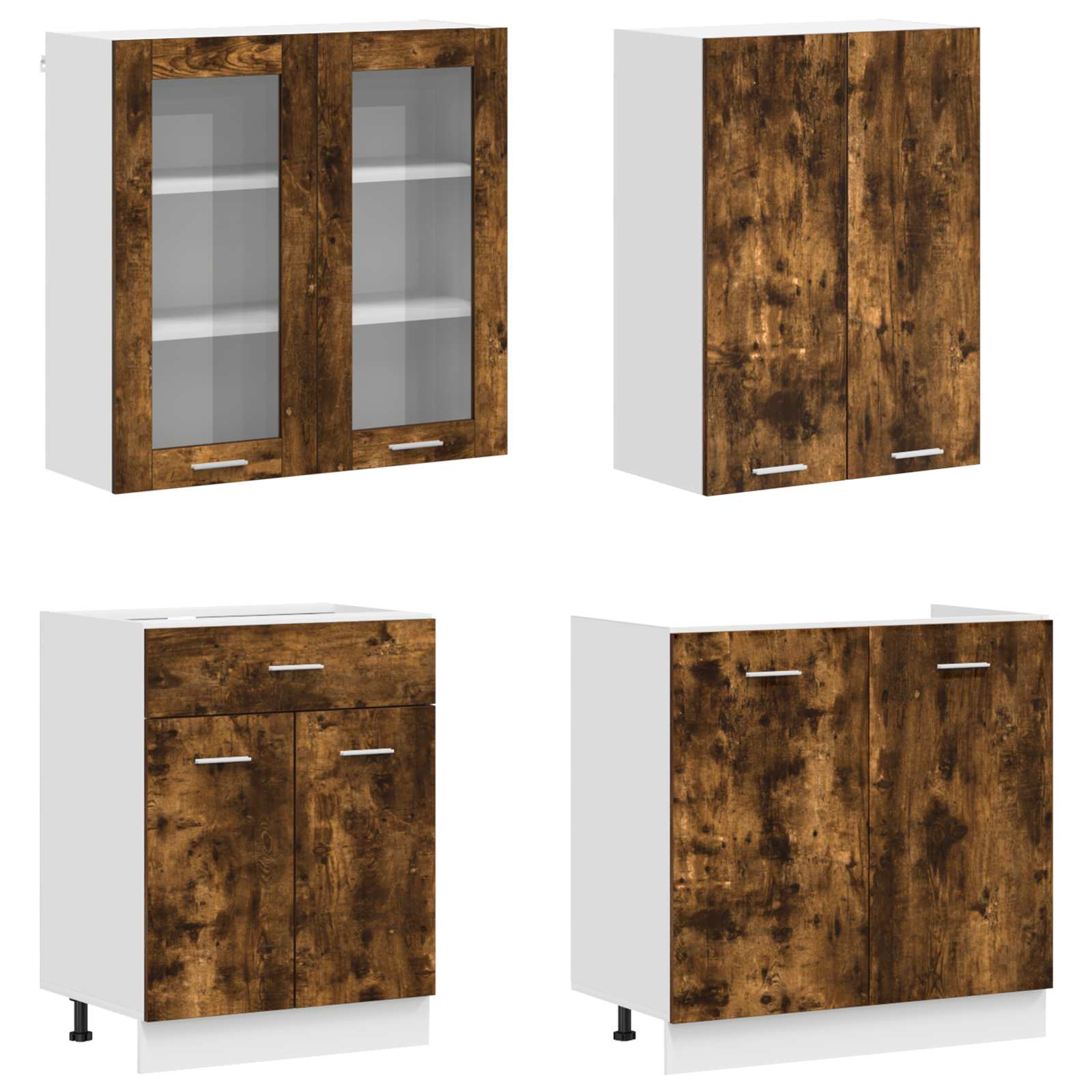 Unité de cuisine LYON 4 pc Chêne fumé Bois d'ingénierie