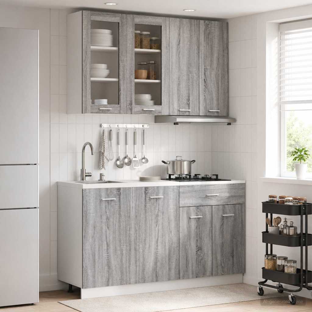 Unité de cuisine LYON 4 pc Sonoma gris Bois d'ingénierie