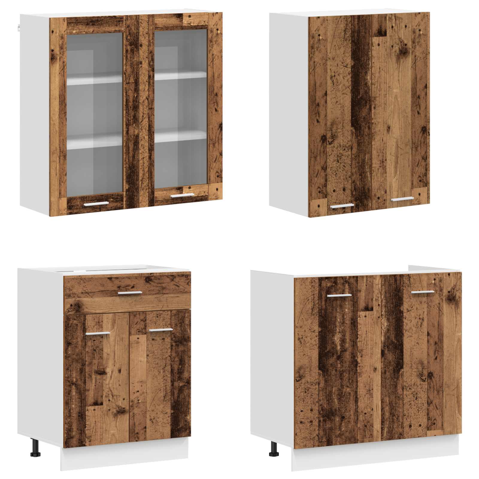Unité de cuisine LYON 4 pc Bois ancien Bois d'ingénierie