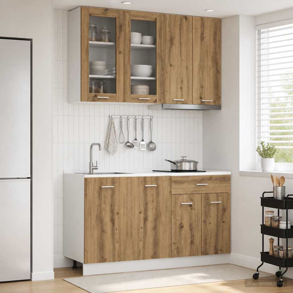 Unité de cuisine LYON 4 pc Chêne artisanal Bois d'ingénierie - XIOS