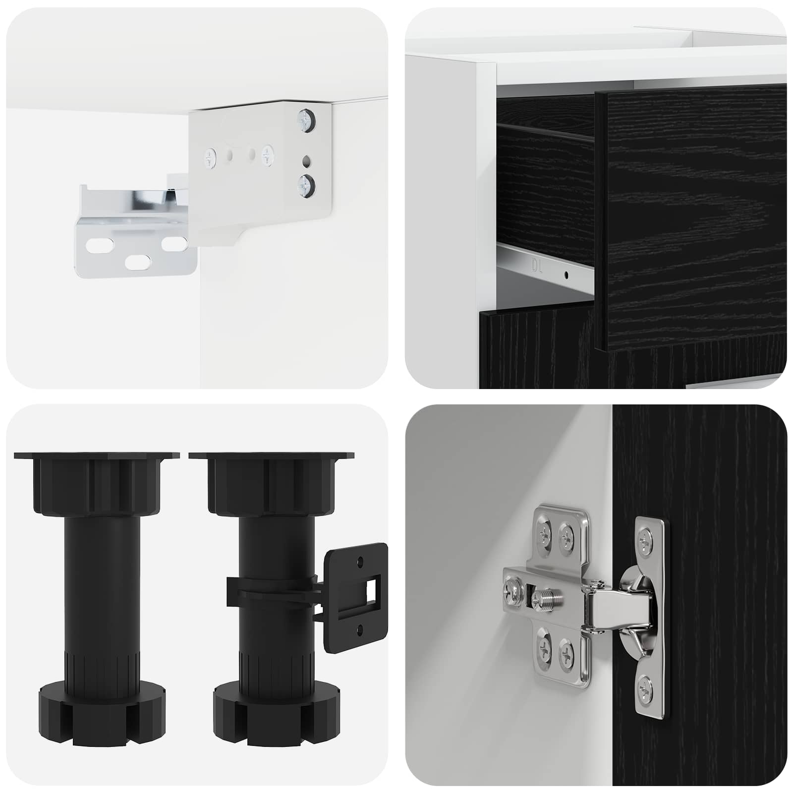 Unité de cuisine LYON 4 pc Chêne noir Bois d'ingénierie