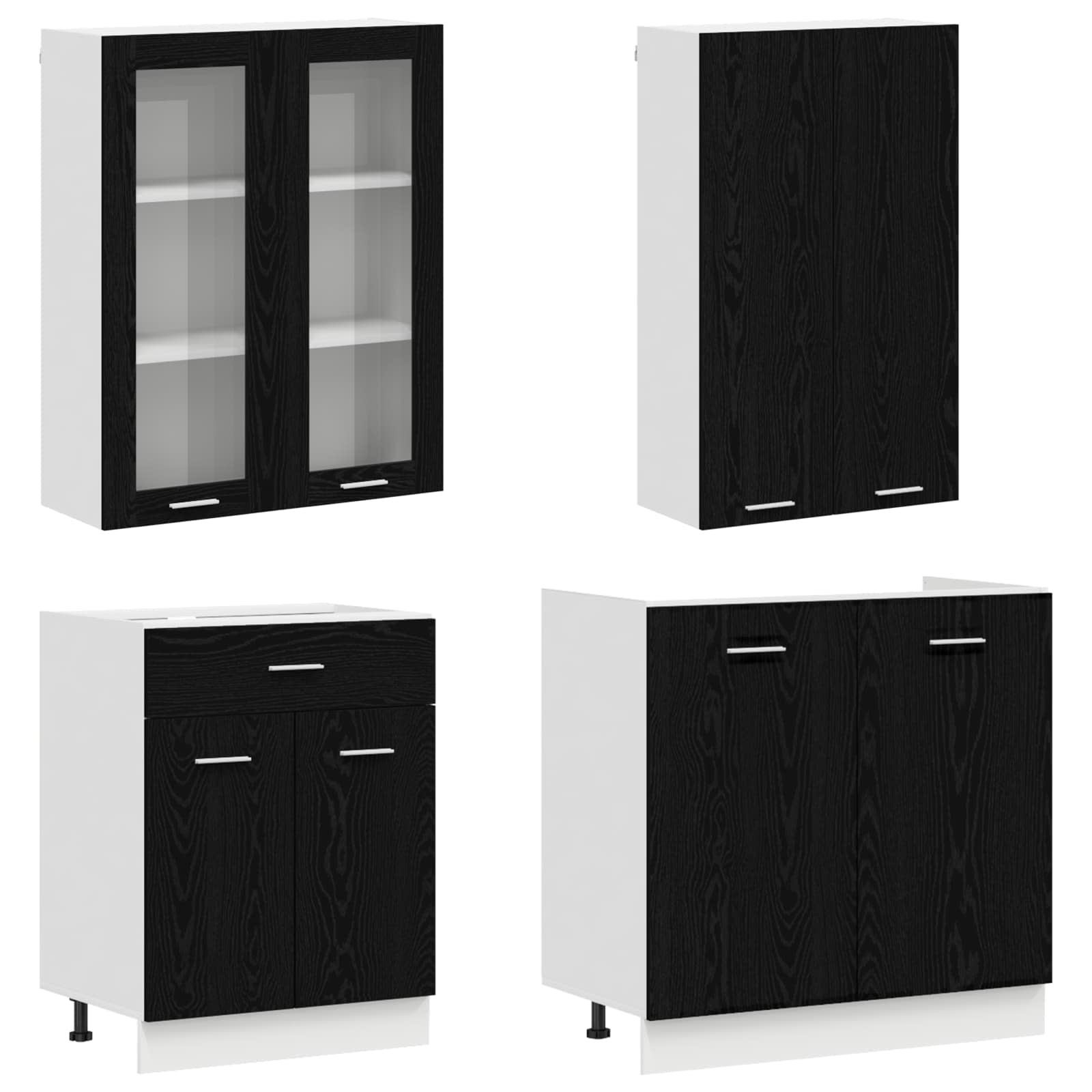 Unité de cuisine LYON 4 pc Chêne noir Bois d'ingénierie
