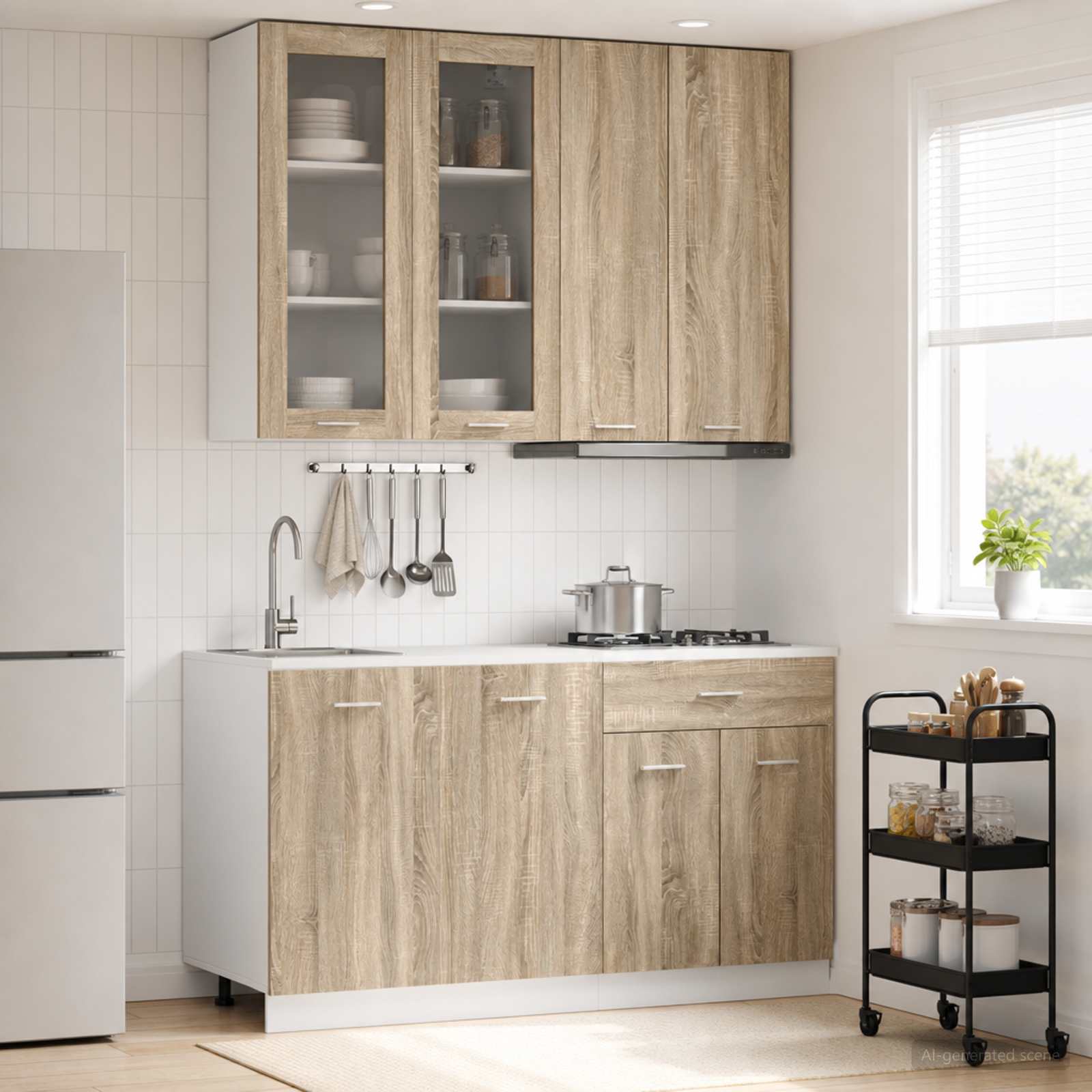 Unité de cuisine LYON 4 pc Chêne Sonoma Bois d'ingénierie - XIOS