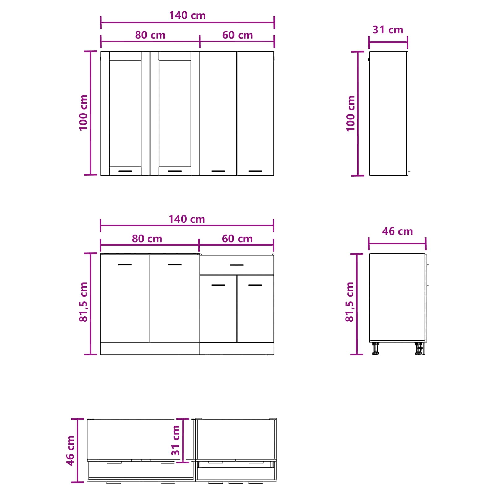 Unité de cuisine LYON 4 pc Chêne Sonoma Bois d'ingénierie - XIOS