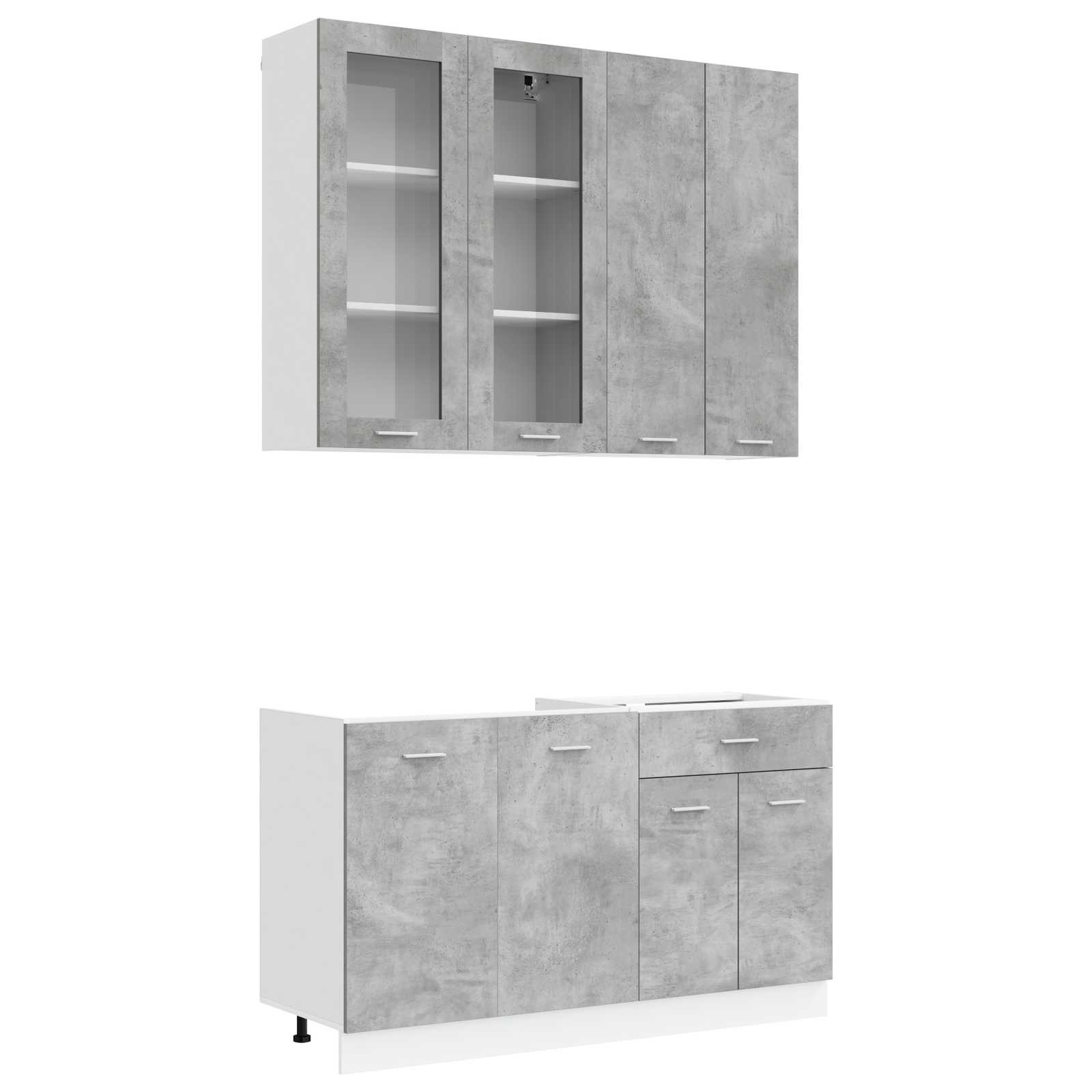 Unité de cuisine LYON 4 pc Gris béton Bois d'ingénierie - XIOS