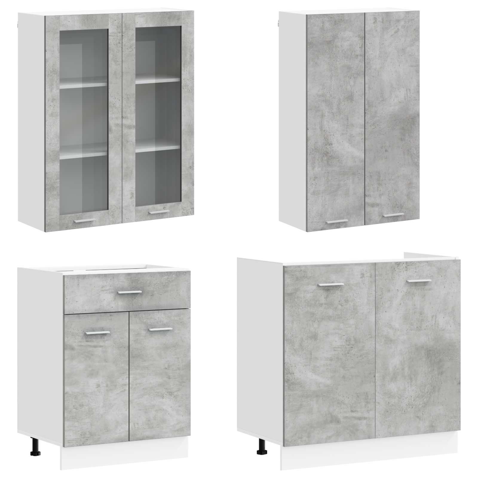 Unité de cuisine LYON 4 pc Gris béton Bois d'ingénierie - XIOS