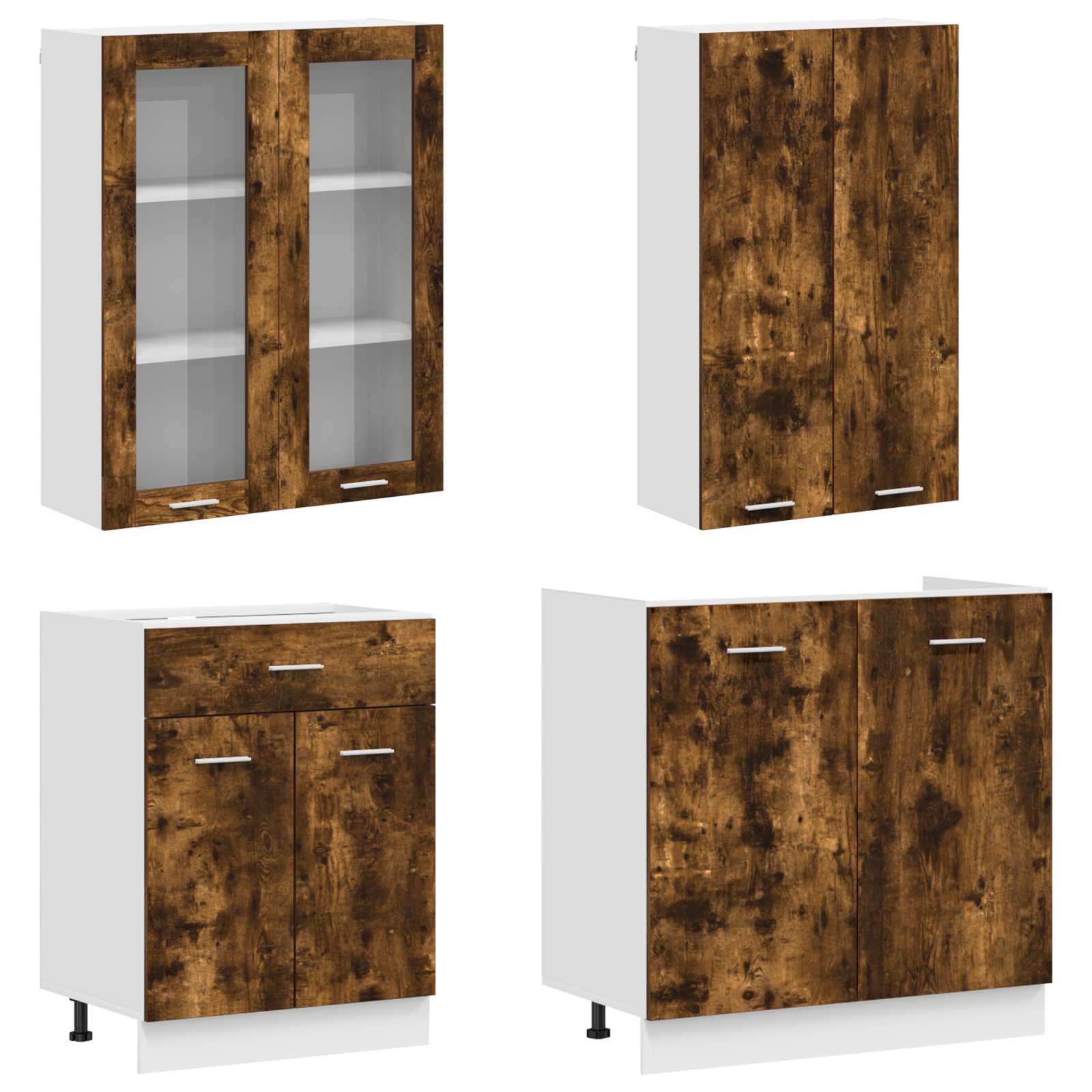 Unité de cuisine LYON 4 pc Chêne fumé Bois d'ingénierie