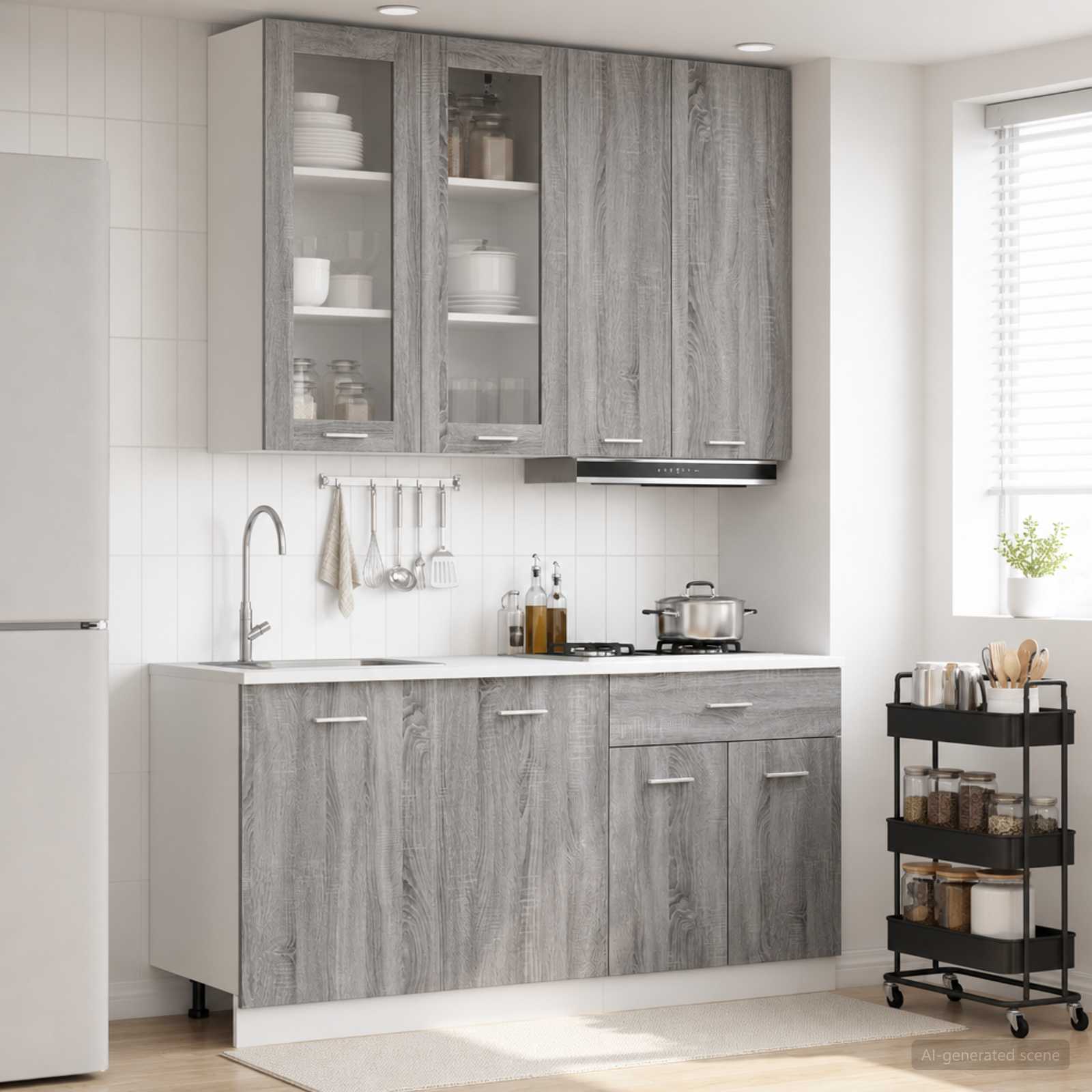Unité de cuisine LYON 4 pc Sonoma gris Bois d'ingénierie