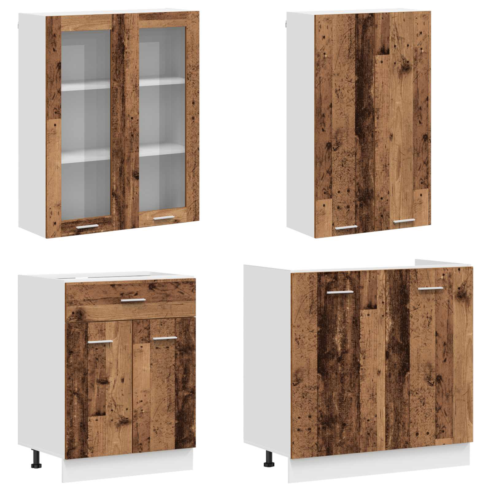 Unité de cuisine LYON 4 pc Bois ancien Bois d'ingénierie