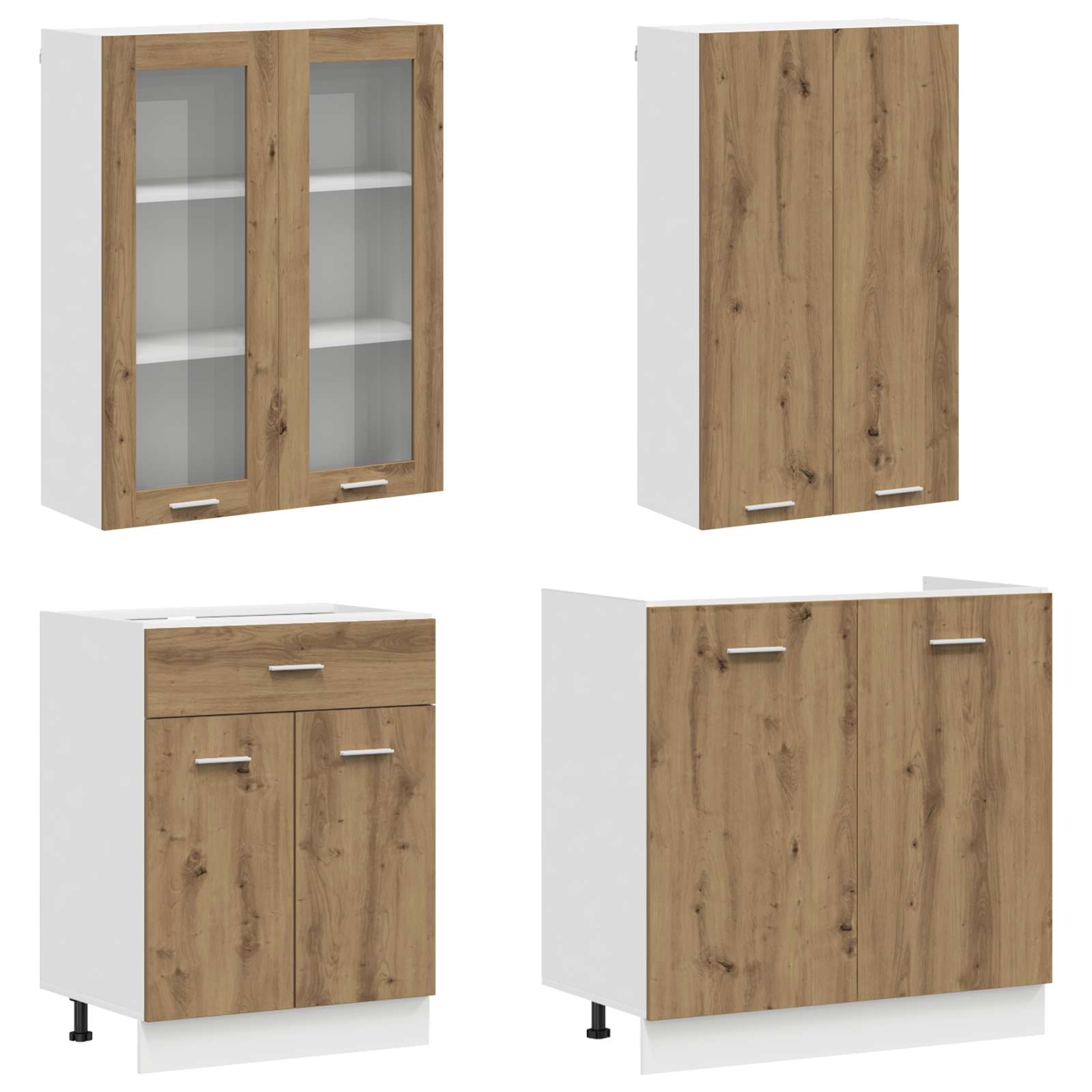 Unité de cuisine LYON 4 pc Chêne artisanal Bois d'ingénierie