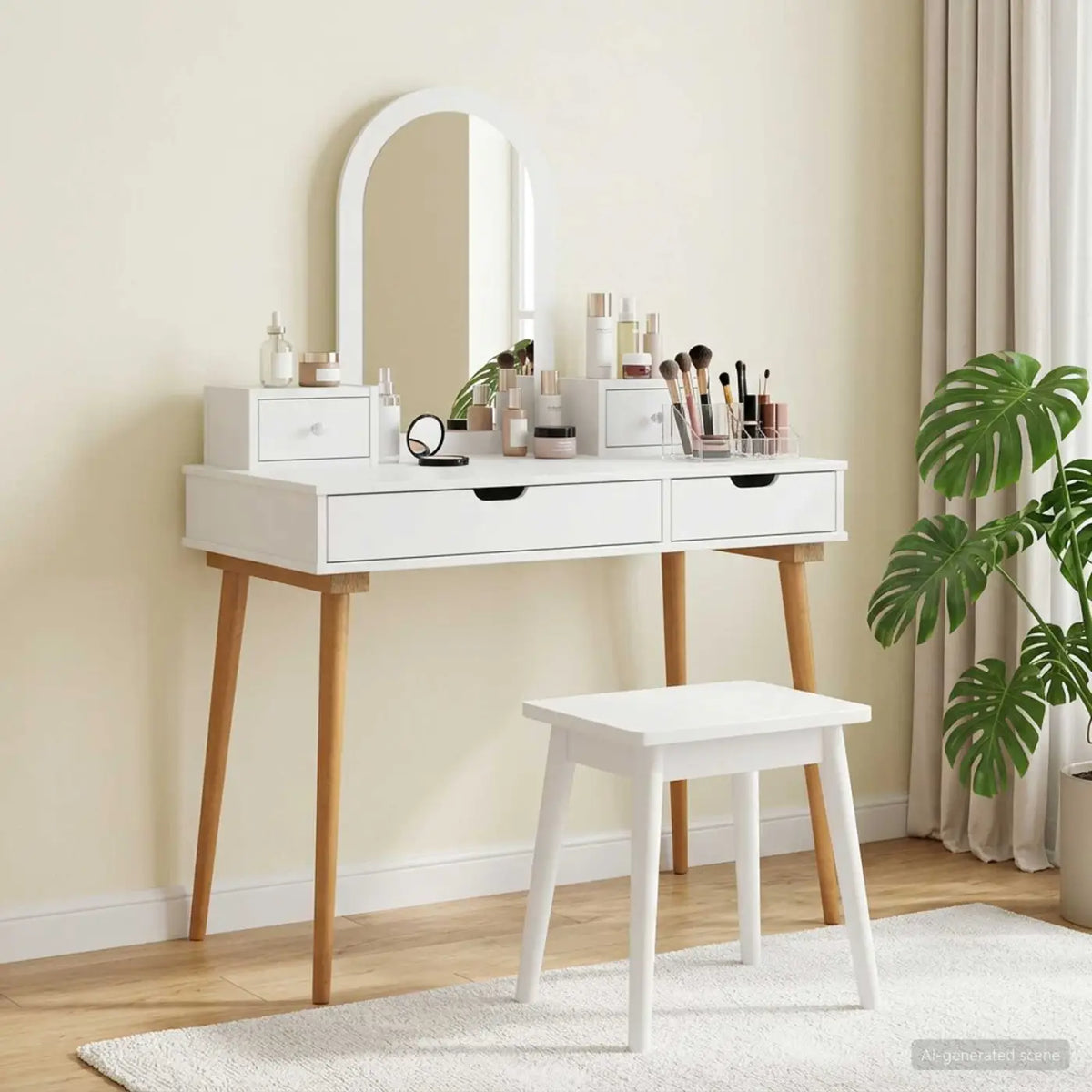 Ensemble de Coiffeuse FAUSKE 4 pc Blanc 100 x 50 x 143 cm - XIOS