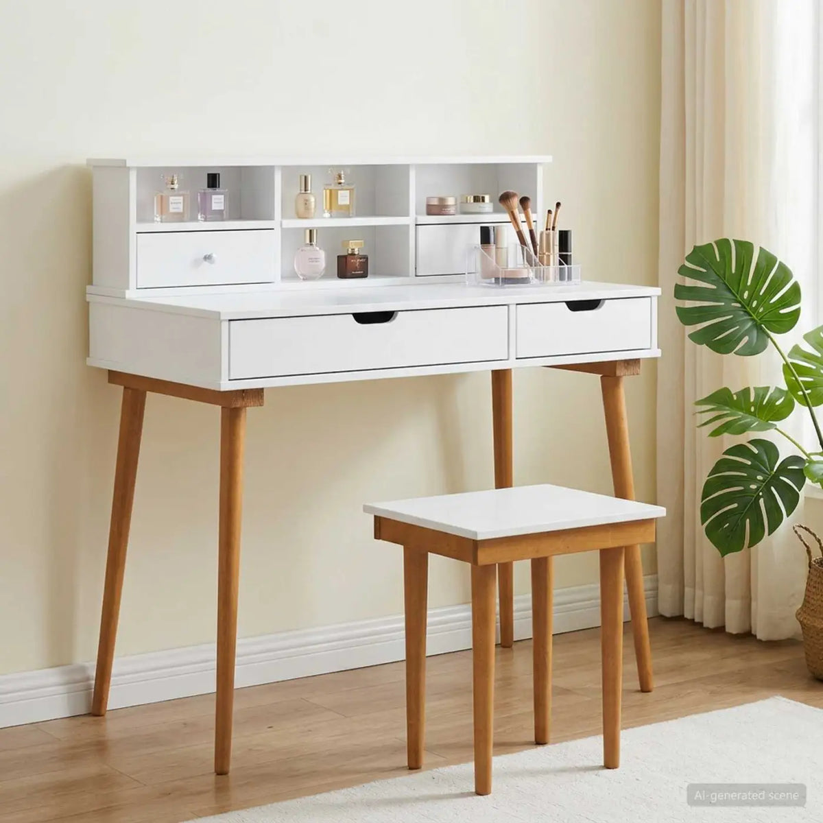 Ensemble de Coiffeuse FAUSKE 3 pc Blanc 100 x 50 x 103,5 cm - XIOS