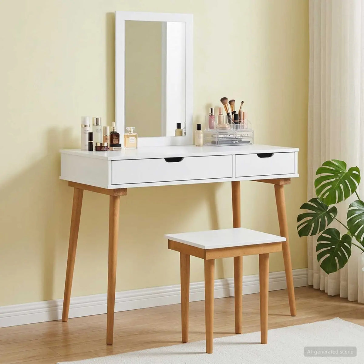 Ensemble de Coiffeuse FAUSKE 3 pc Blanc 100 x 50 x 143 cm - XIOS