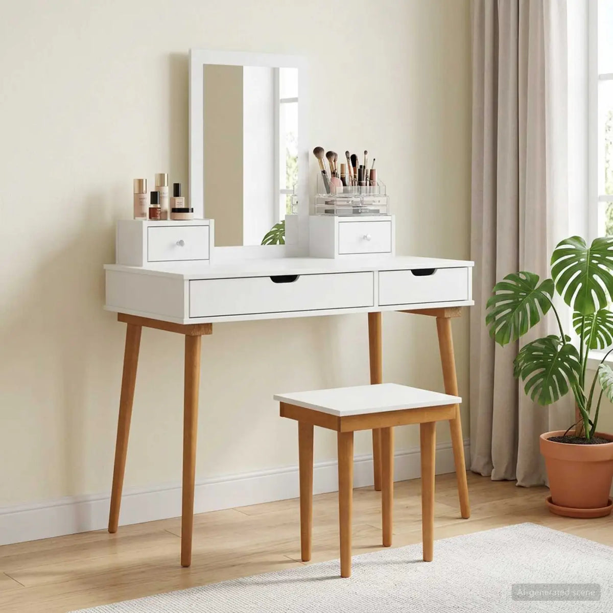 Ensemble de Coiffeuse FAUSKE 5 pc Blanc 100 x 50 x 143 cm - XIOS