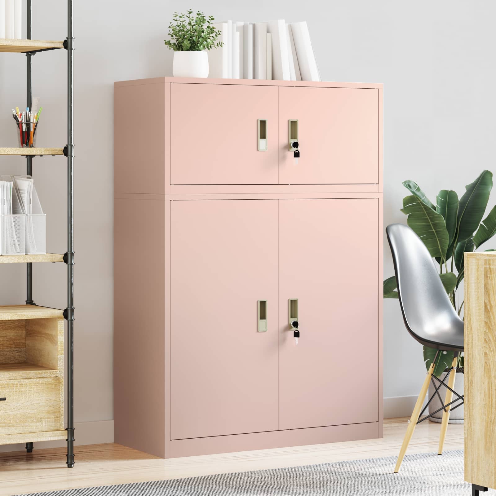 Armoire de rangement 2 pc Rose 90 x 40 x 130 cm Acier