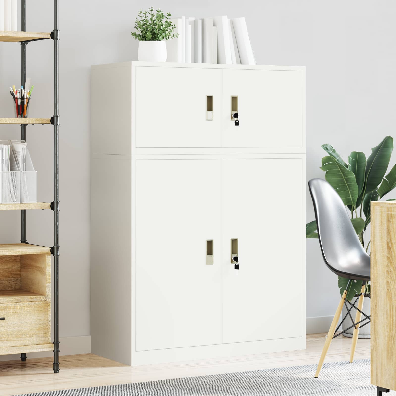 Armoire de rangement 2 pc Blanc 90 x 40 x 130 cm Acier
