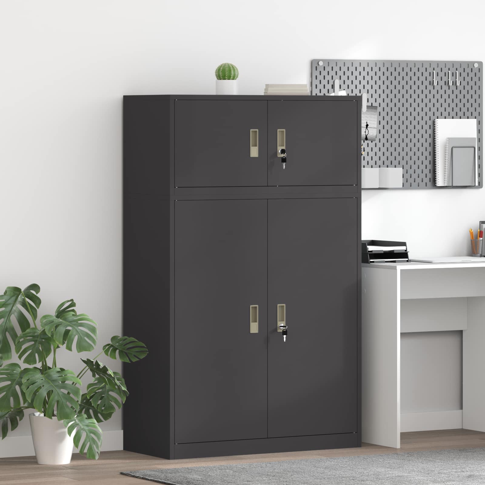 Armoire de rangement 2 pc Noir 90 x 40 x 145 cm Acier