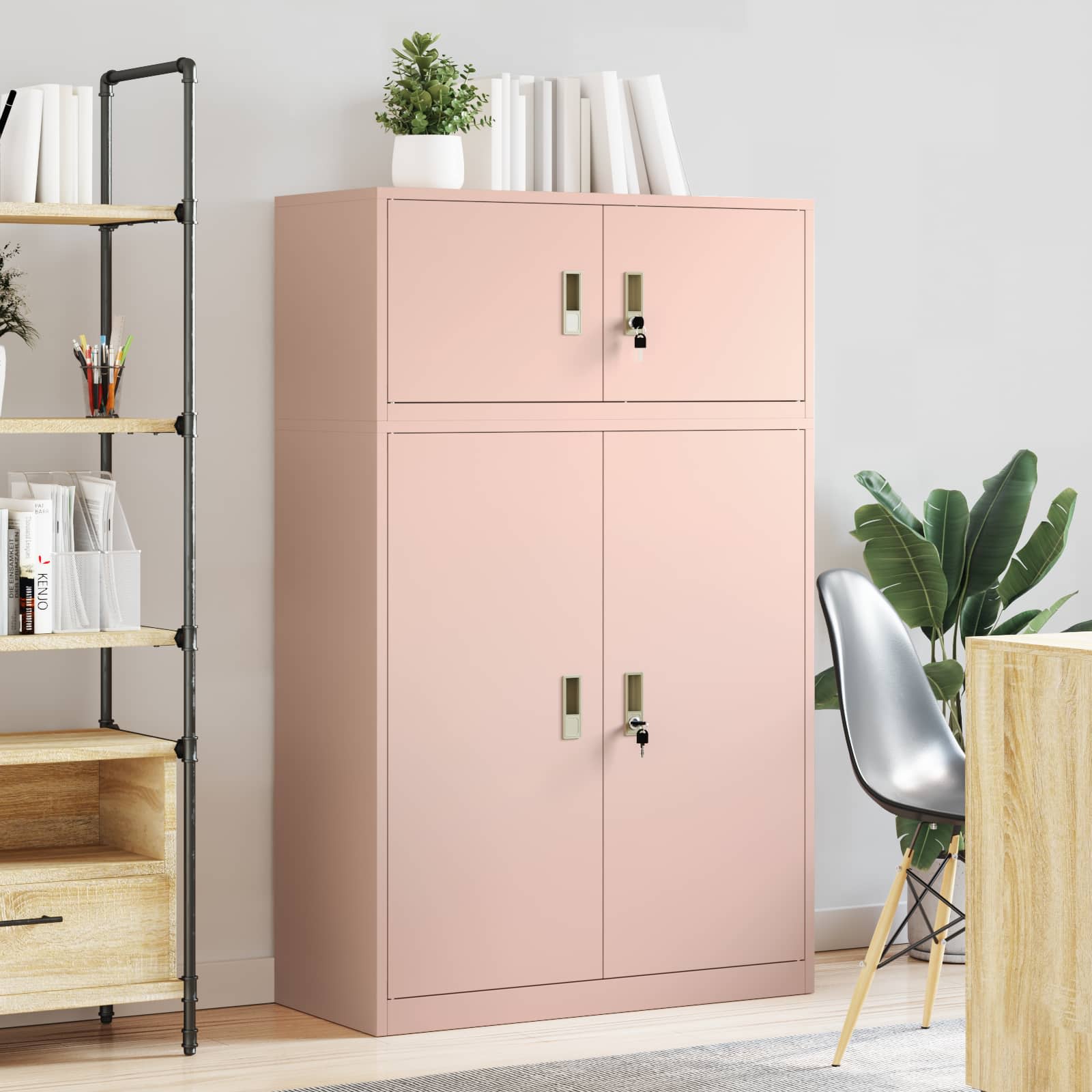 Armoire de rangement 2 pc Rose 90 x 40 x 145 cm Acier