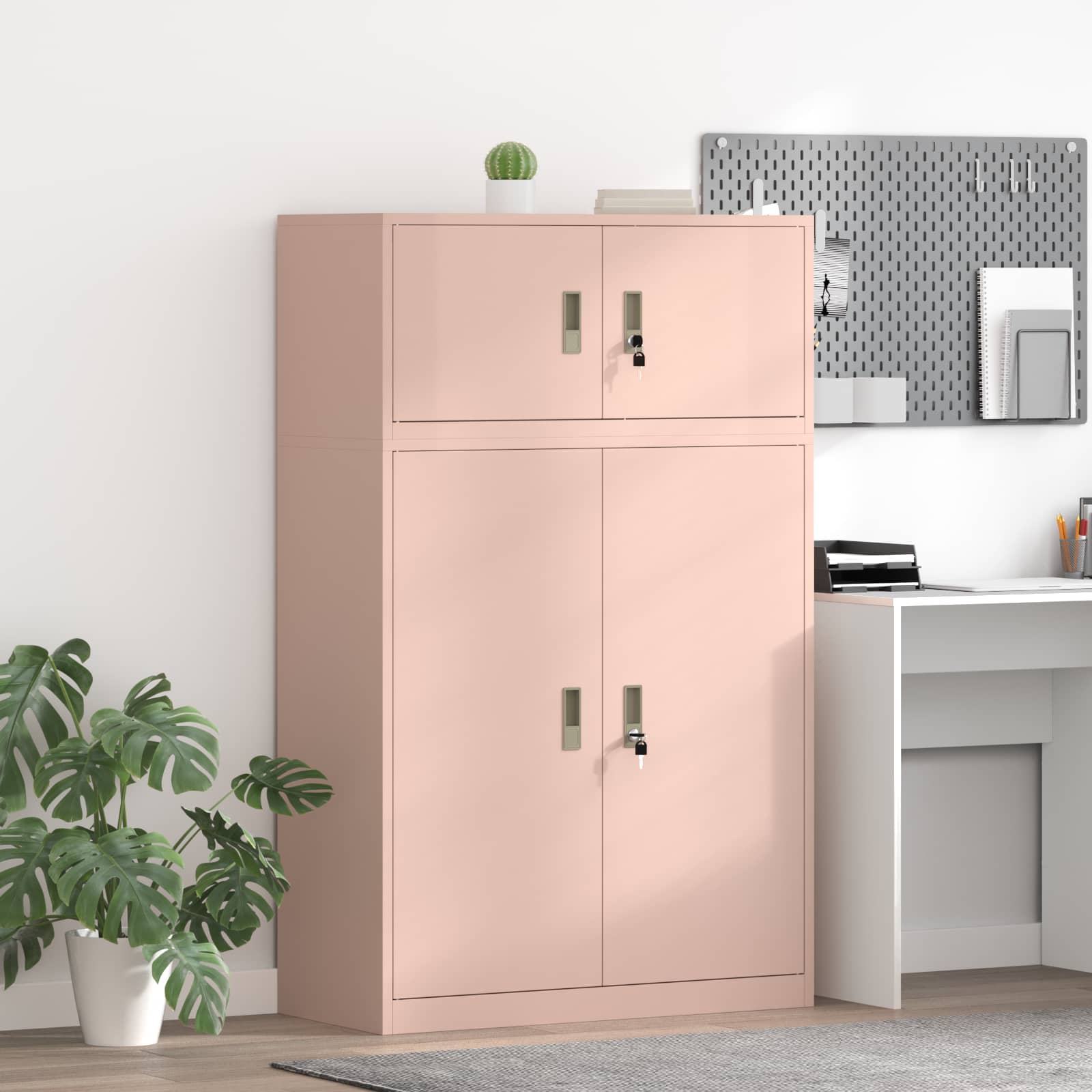 Armoire de rangement 2 pc Rose 90 x 40 x 145 cm Acier