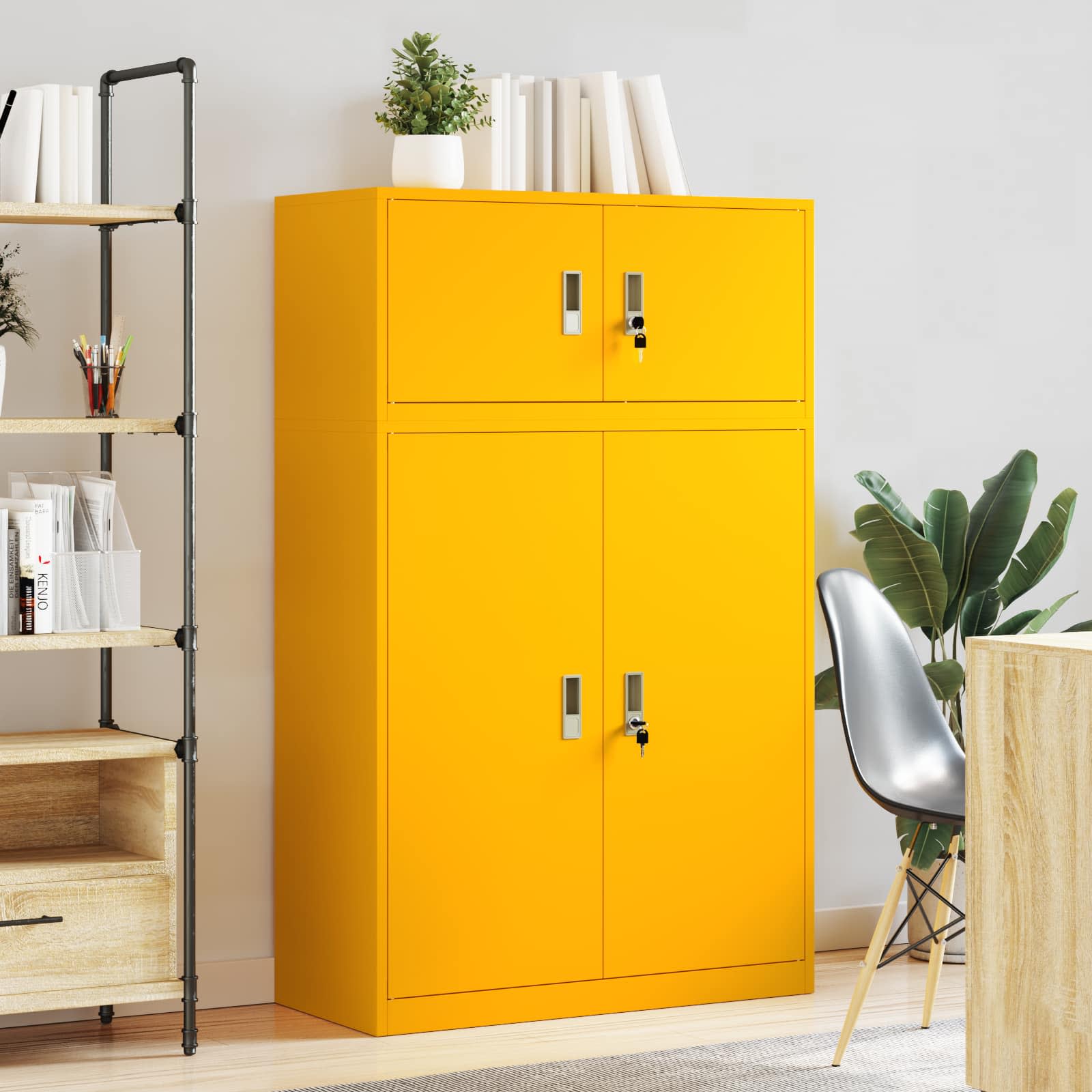 Armoire de rangement 2 pc Jaune moutarde 90 x 40 x 145 cm Acier