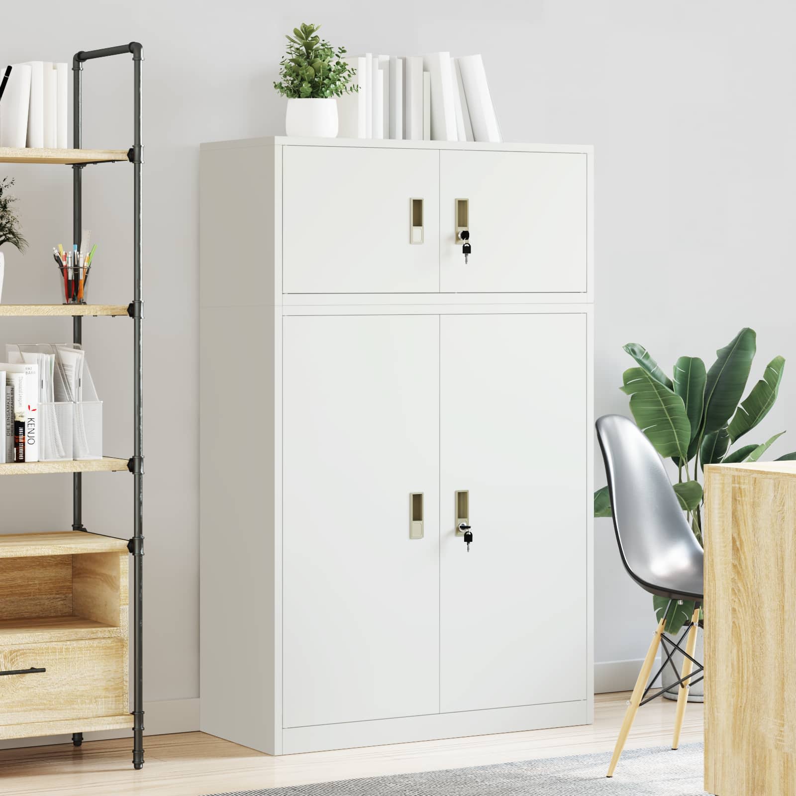 Armoire de rangement 2 pc Blanc 90 x 40 x 145 cm Acier