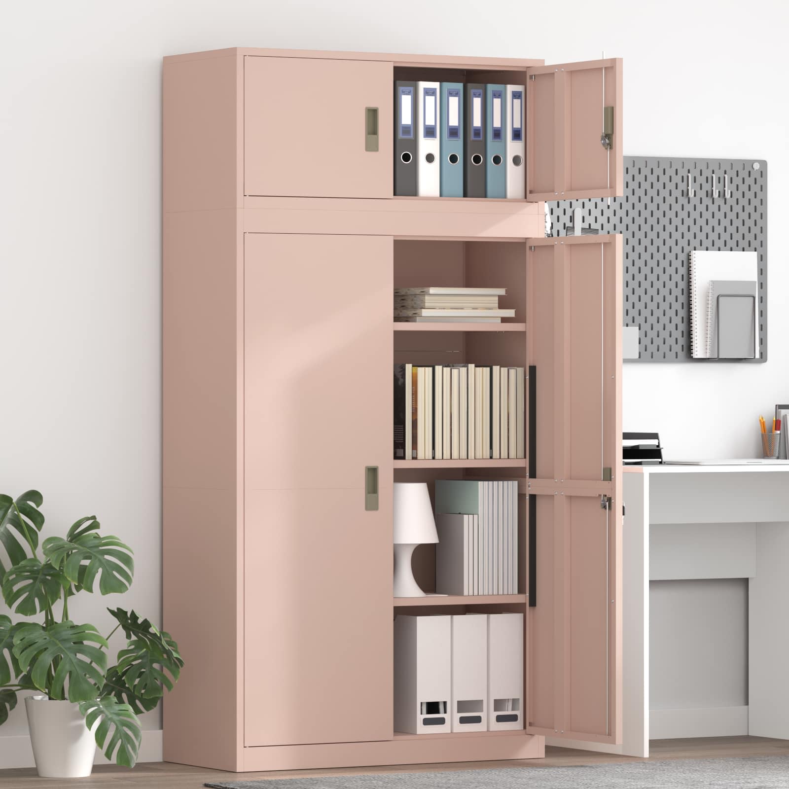 Armoire de rangement 2 pc Rose 90 x 40 x 180 cm Acier