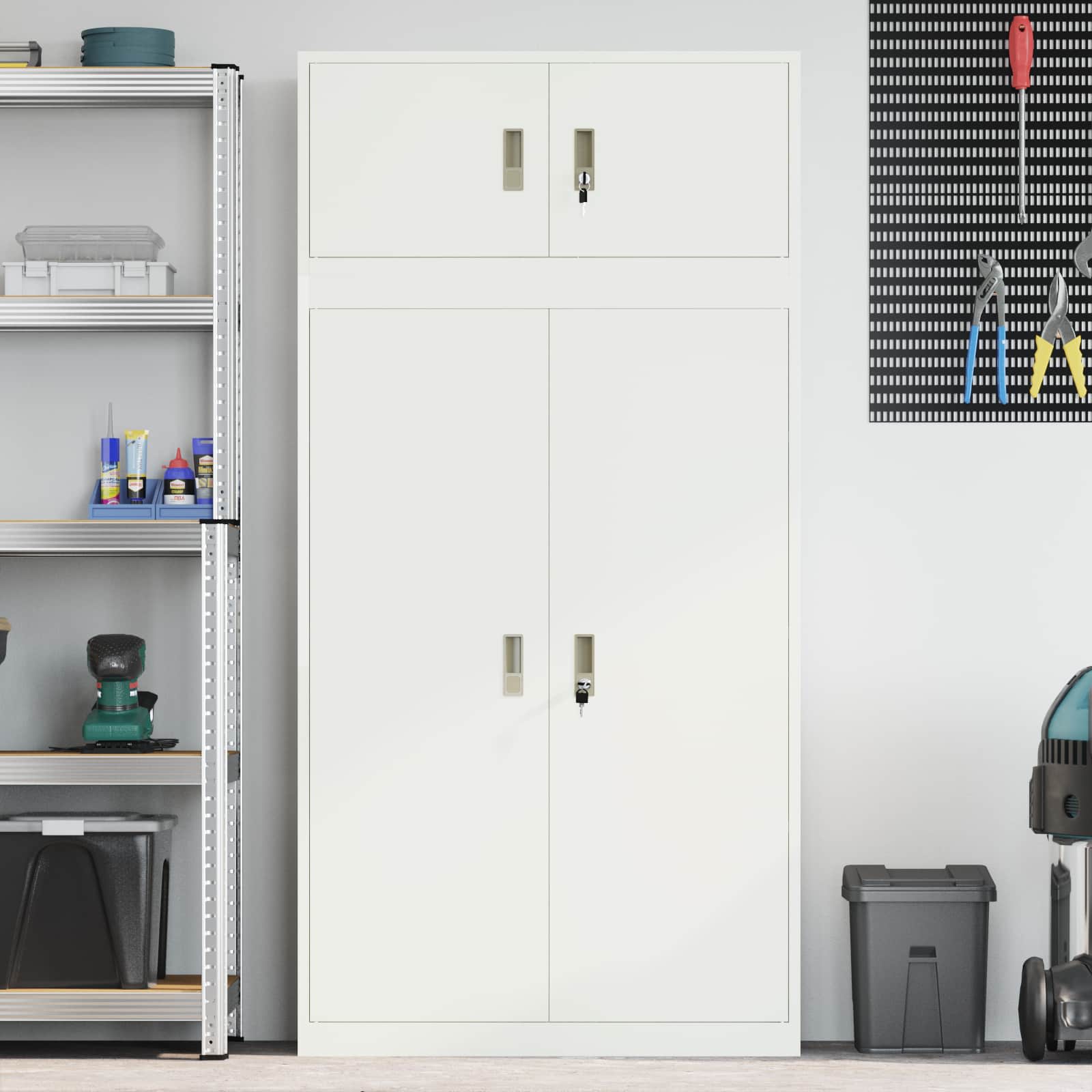 Armoire de rangement 2 pc Blanc 90 x 40 x 180 cm Acier