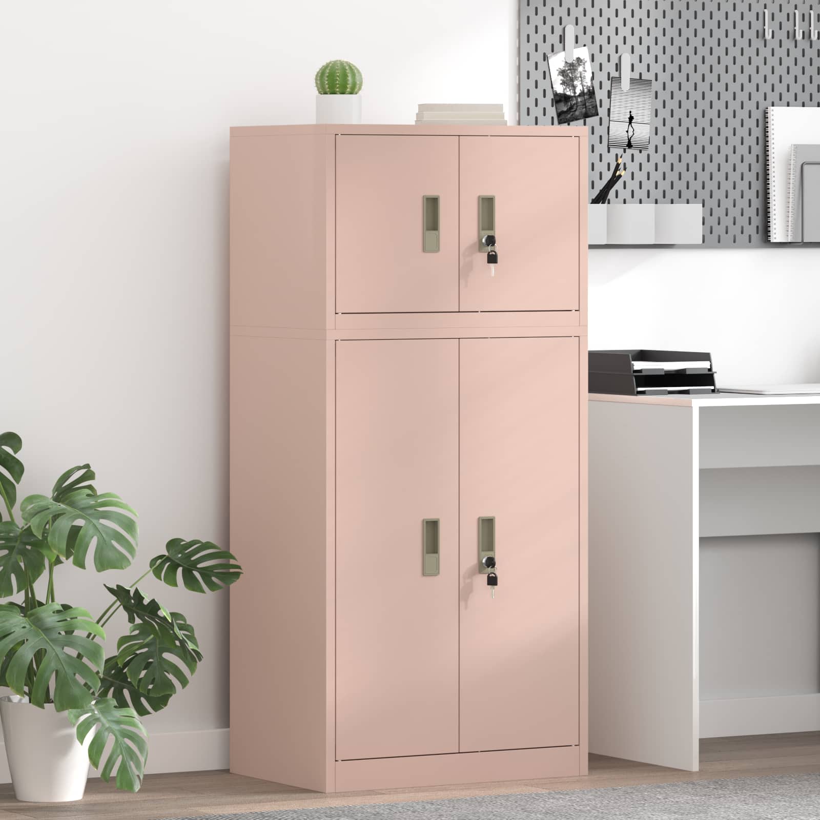 Armoire de rangement 2 pc Rose 60 x 40 x 130 cm Acier
