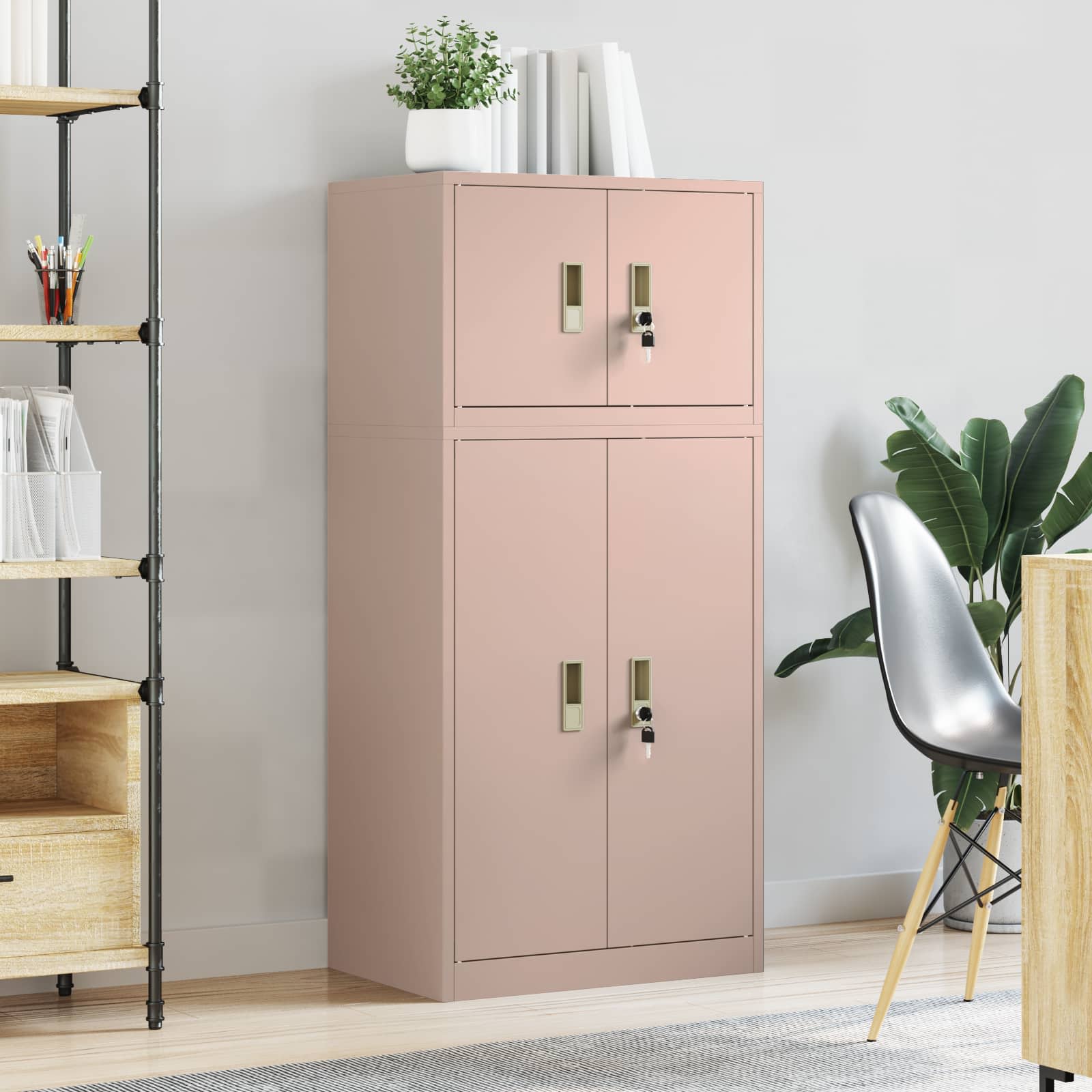 Armoire de rangement 2 pc Rose 60 x 40 x 130 cm Acier